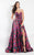 Rachel Allan  - 6006 Strapless Floral Print A-line Gown in Black and Multi-Color