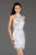 SCALA - 60072 Beaded High Halter Sheath Cocktail Dress In White and Silver