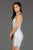 SCALA - 60072 Beaded High Halter Sheath Cocktail Dress In White and Silver