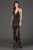 SCALA - 60073 Sequined Plunging V-neck Sheath Dress In Black and Brown