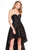 Alyce Paris - 60083 Strapless Pleated High Low Dress In Black