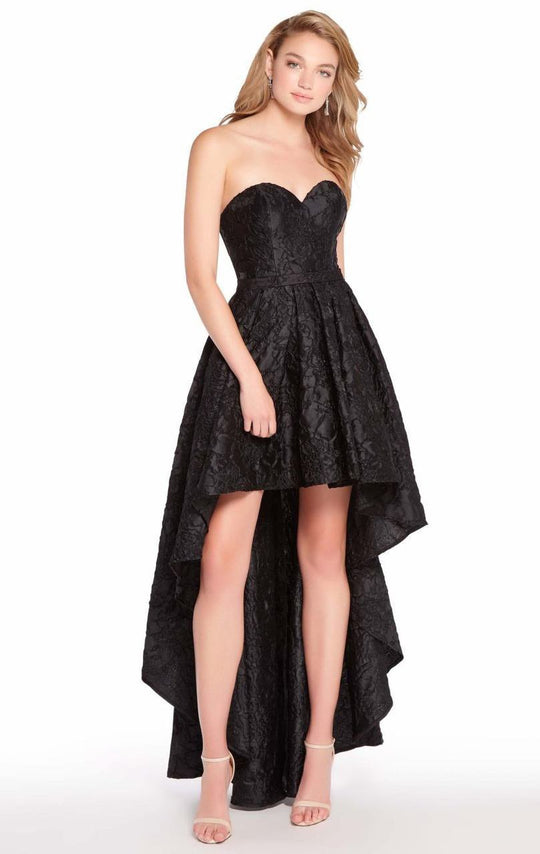 Alyce Paris - 60083 Strapless Pleated High Low Dress In Black