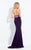 Rachel Allan  - 6008 Floral Halter Sheath Dress in Purple