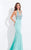 Rachel Allan  - 6008 Floral Halter Sheath Dress in Green