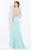 Rachel Allan  - 6008 Floral Halter Sheath Dress in Green