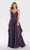 Alyce Paris - 60091 Ruched Plunging Tiered Evening Dress in Gray