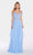 Alyce Paris Plunging Asymmetrical Cascade Chiffon Gown 60092 in Blue