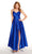 Alyce Paris - 60094 Surplice Bodice Taffeta High Slit A-Line Gown in Blue