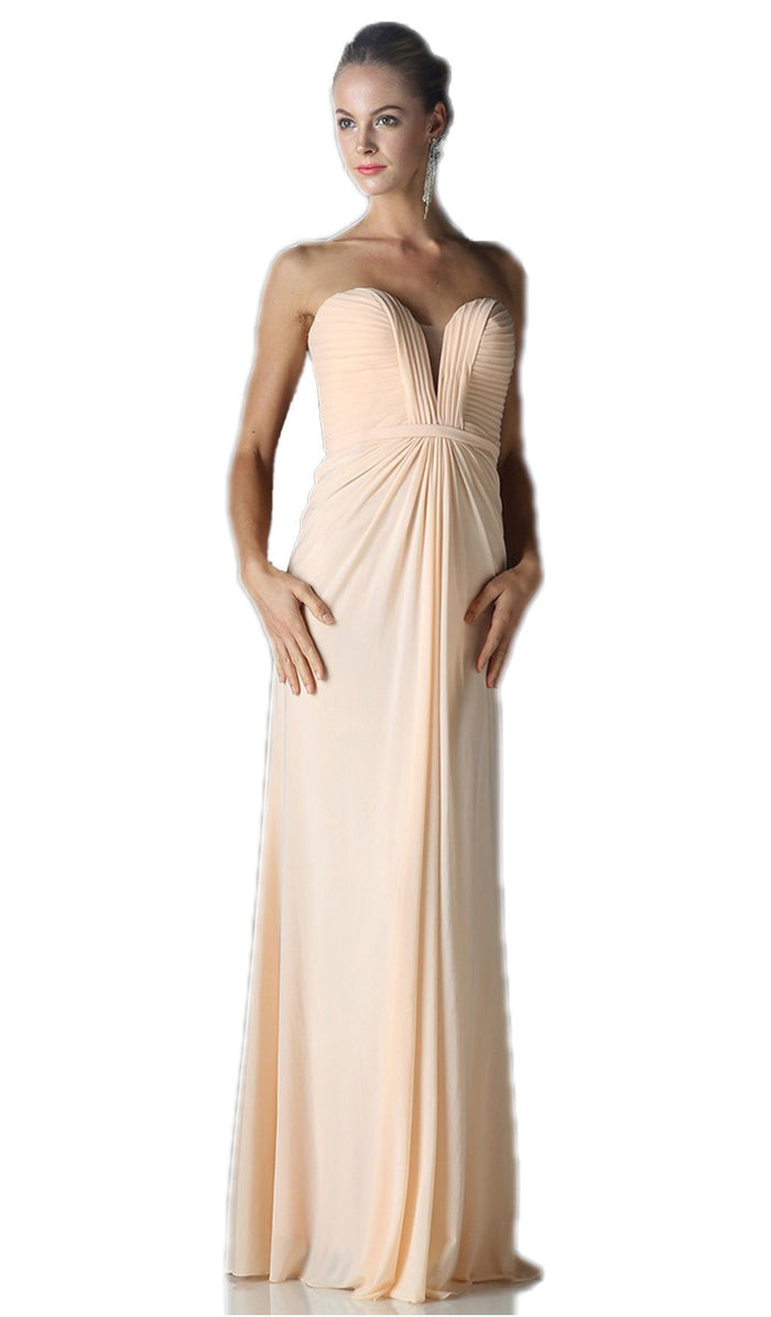 Pleated Plunging Sweetheart Sheath Dress