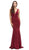 Eureka Fashion - 6010 Illusion Plunging  V Neck Mermaid Evening Gown in Burgundy