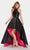 Alyce Paris - 60100 Fitted High Halter High Low Dress in Black and Pink