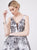 Cachet - 59469 Floral Embroidered Organza A-Line Dress In Silver and Black