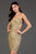 SCALA - 60103 Sequined Halter Sheath Cocktail Dress In Gold