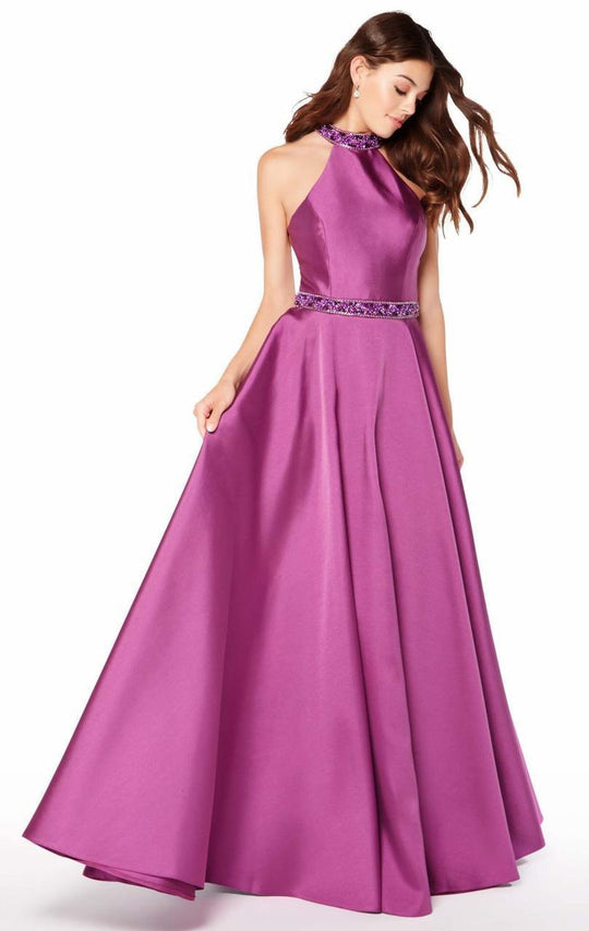 Alyce Paris - 60104 High Halter Fitted Evening Gown In Purple