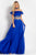 Rachel Allan  - 6010 Two-Piece Off Shoulder Floral Chiffon Dress in Blue