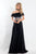 Rachel Allan  - 6010 Two-Piece Off Shoulder Floral Chiffon Dress in Black