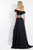 Rachel Allan  - 6010 Two-Piece Off Shoulder Floral Chiffon Dress in Black