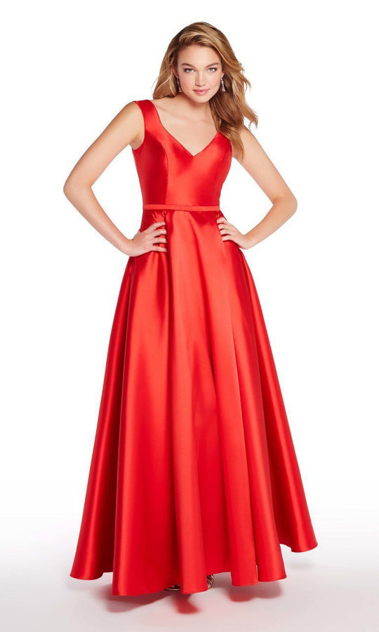 Alyce Paris - 60112 Sleeveless Mikado A-Line Long Gown In Red