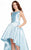Bateau Fitted High Low Dress 60114 in Blue