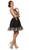 Eureka Fashion - 6012 Illusion Scoop Gilt Embroidered A-Line Dress In Black and Gold