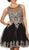 Eureka Fashion - 6012 Illusion Scoop Gilt Embroidered A-Line Dress In Black and Gold