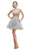 Eureka Fashion - 6012 Illusion Scoop Gilt Embroidered A-Line Dress In Silver and Gold