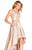 Sleeveless Bateau Fitted High Low Dress 60124 in Pink and Neutral