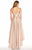 Sleeveless Bateau Fitted High Low Dress 60124 in Pink and Neutral