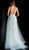 Jovani - 60124 Embellished Lace Halter V-neck Jumpsuit With Overskirt in Blue