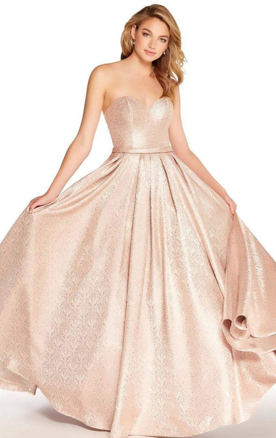 Alyce Paris - 60126 Strapless Fitted Pleated Evening Gown In Pink