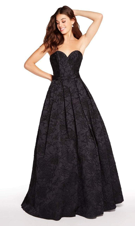 Alyce Paris - Strapless Sweetheart Neck Jacquard Ballgown 60127 in Black