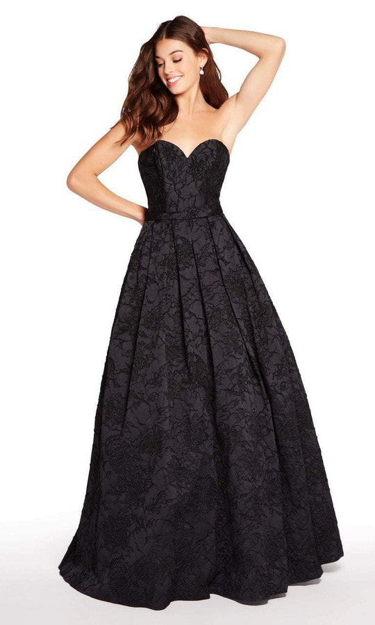 Alyce Paris - 60127 Strapless Sweetheart Neck Jacquard Ballgown in Black