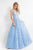 Rachel Allan  - 6012 Floral Ornate Lace A-Line Gown in Blue