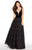 Alyce Paris - 60139 Plunging Sleeveless Gown with Open V Back In Black and Purple