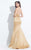 Rachel Allan  - 6013 Embellished Halter Mermaid Dress in Gold