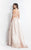 Rachel Allan  - 6014 Sequined Halter A-line Dress in Neutral