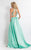 Rachel Allan  - 6014 Sequined Halter A-line Dress in Green