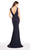 Alyce Paris - 60156 Deep V-Neck Diamond Lace Sheath Gown In Blue