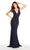 Alyce Paris - 60156 Deep V-Neck Diamond Lace Sheath Gown In Blue