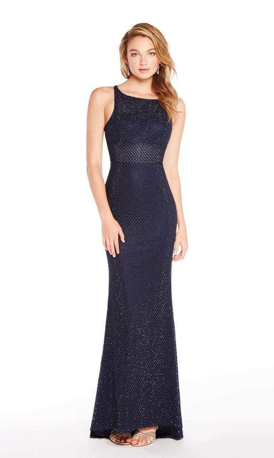 Alyce Paris - 60158 Scoop Neckline Lace Sheath Gown in Blue