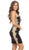 Eureka Fashion - 6016 Appliqued Illusion Side Paneled Short Dress In Black and Gold