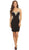 Eureka Fashion - 6016 Appliqued Illusion Side Paneled Short Dress In Black and Gold