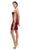 Eureka Fashion - Appliqued Illusion Side Paneled Short Dress 6016 In Red and Gold
