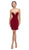Eureka Fashion - Appliqued Illusion Side Paneled Short Dress 6016 In Red and Gold