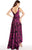 Alyce Paris - 60166 Floral Print Jacquard High Low A-line Dress In Purple and Print