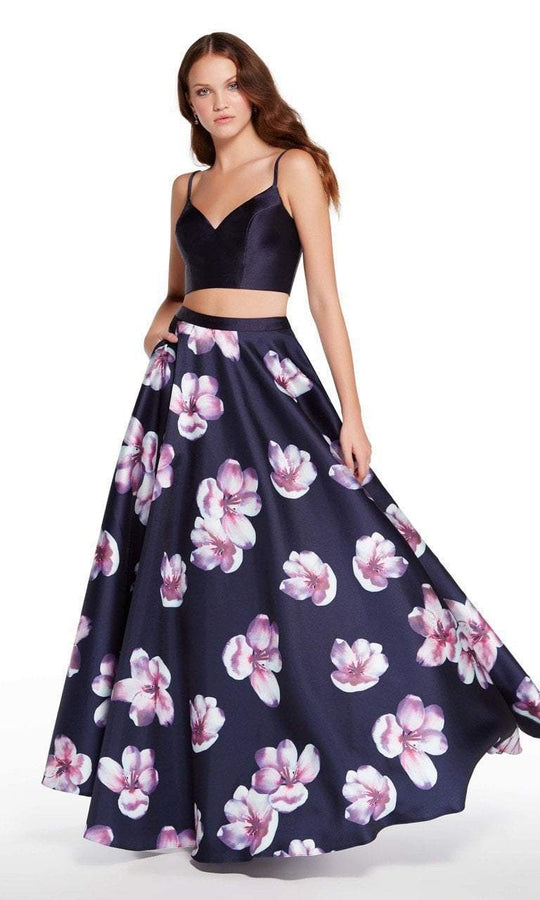 Alyce Paris - 60177 Sleeveless Two-Piece Floral A-line Gown in Blue