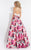 Rachel Allan  - 6017 Two Piece Halter Floral Dress in White and Pink