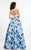 Rachel Allan  - 6017 Two Piece Halter Floral Dress in White and Blue
