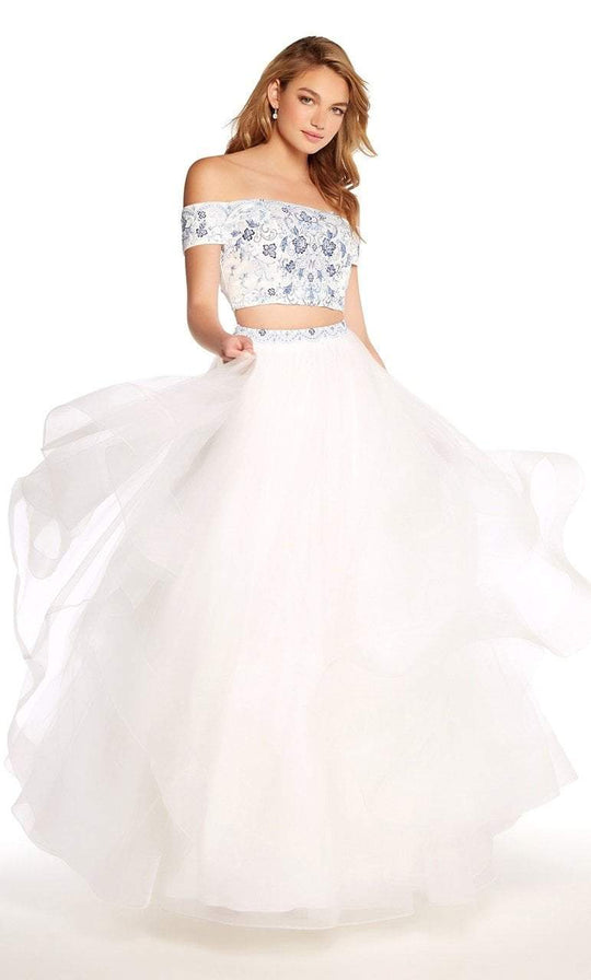Alyce Paris - 60180 Two-Piece Off-Shoulder Tulle Ballgown In White