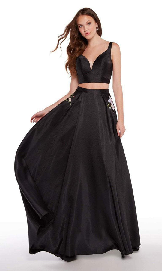 Alyce Paris - 60184 Two Piece Plunging Fitted Evening Gown in Black